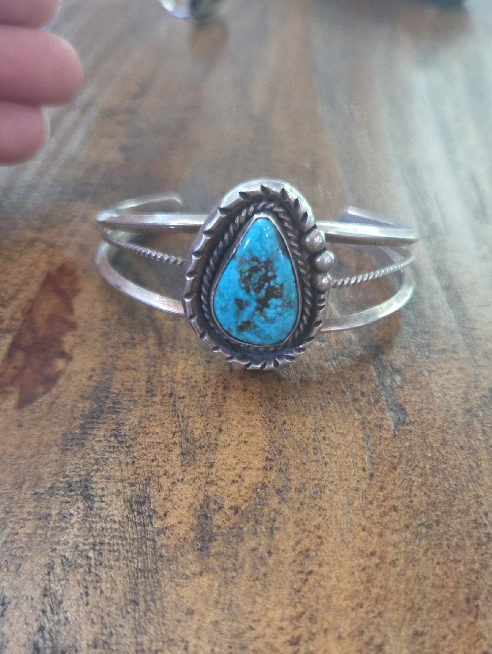 Sterling Silver Turquoise Teardrop Cuff Bracelet